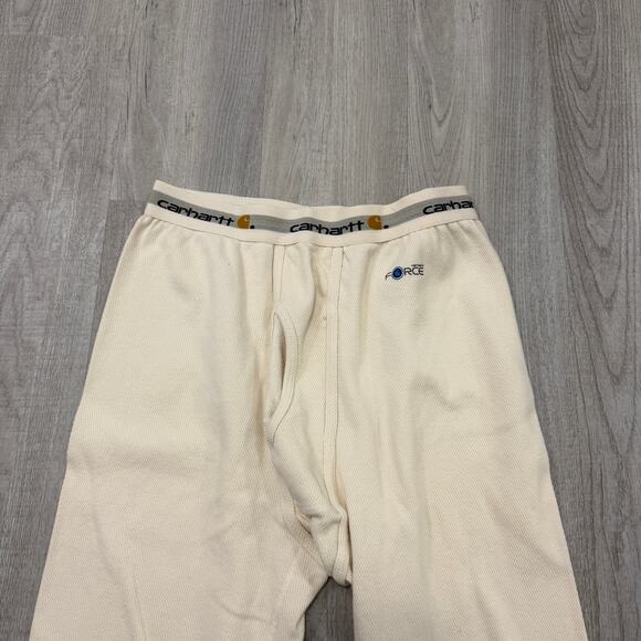 Carhartt Heavyweight Cotton Thermal Pants Men's Large Cream Base Layer Waffle - Picture 2 of 8
